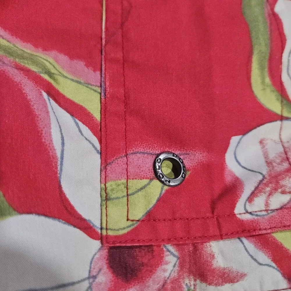 VTG Polo Ralph Lauren Cargo Board Shorts Men M Orange Floral Beach Hawaiian Surf